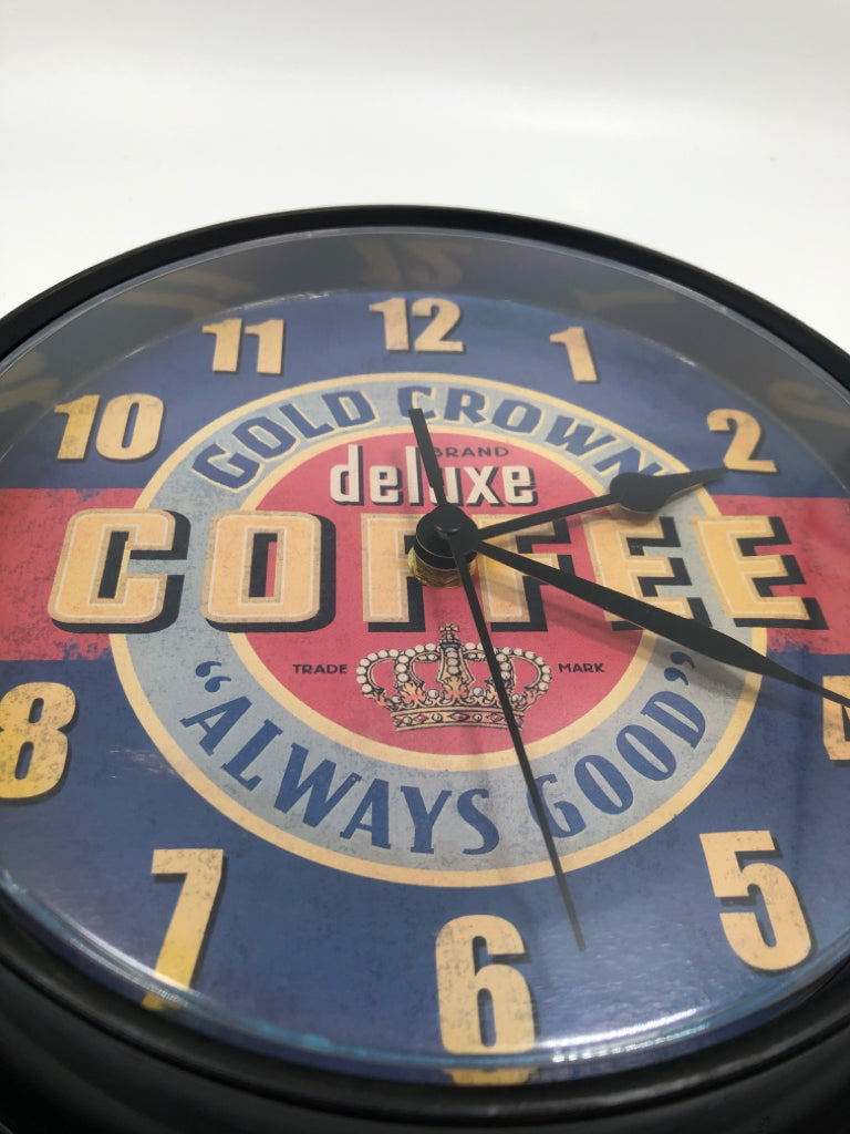 GOLD CROWN COFFEE CLOCK.