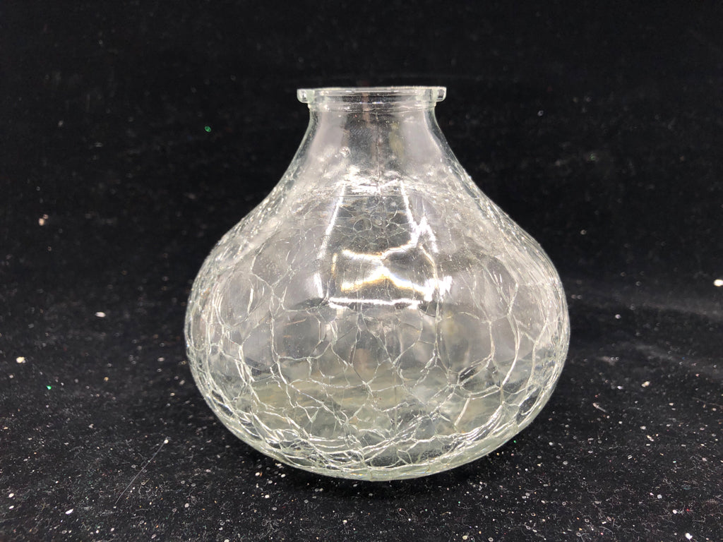 CRACKLE GLASS VASE.