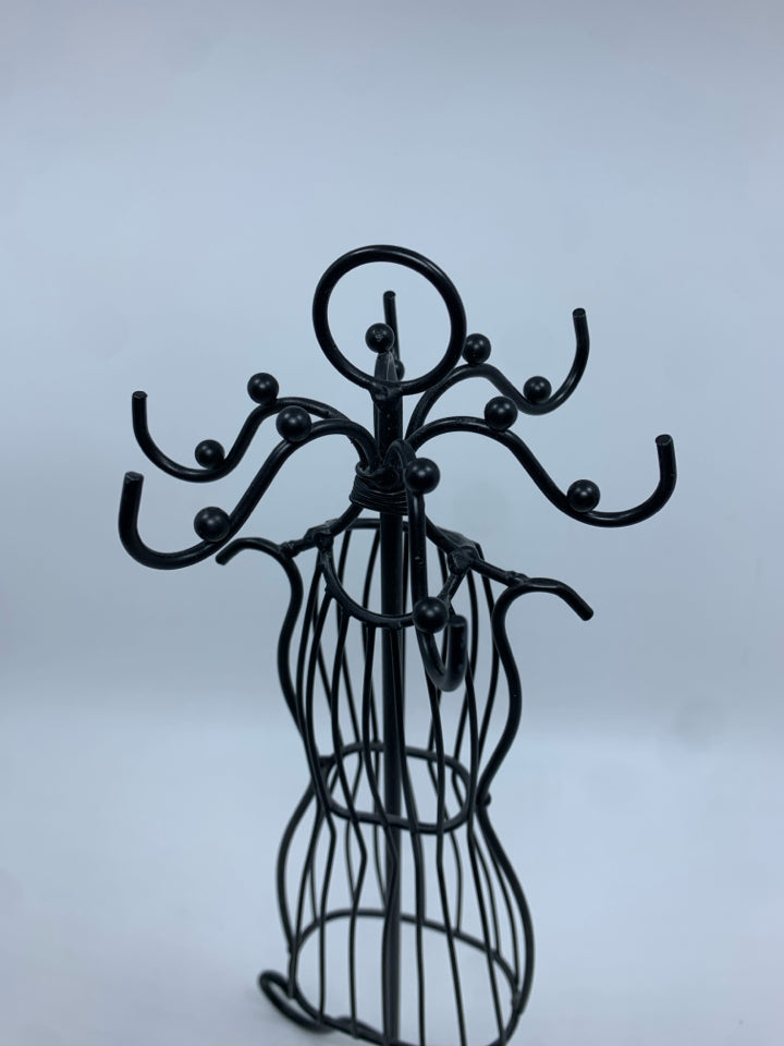 BLACK METAL DRESS JEWELRY HOLDER.