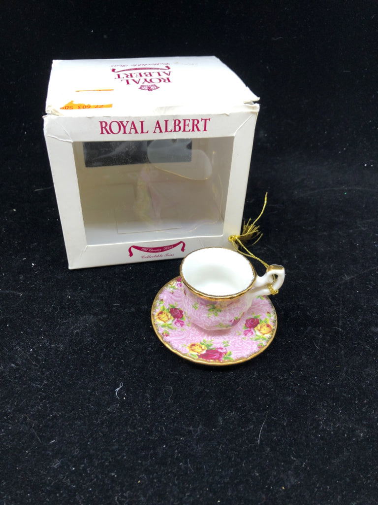 NIB PINK TEACUP ORNAMENT-ROYAL ALBERT.