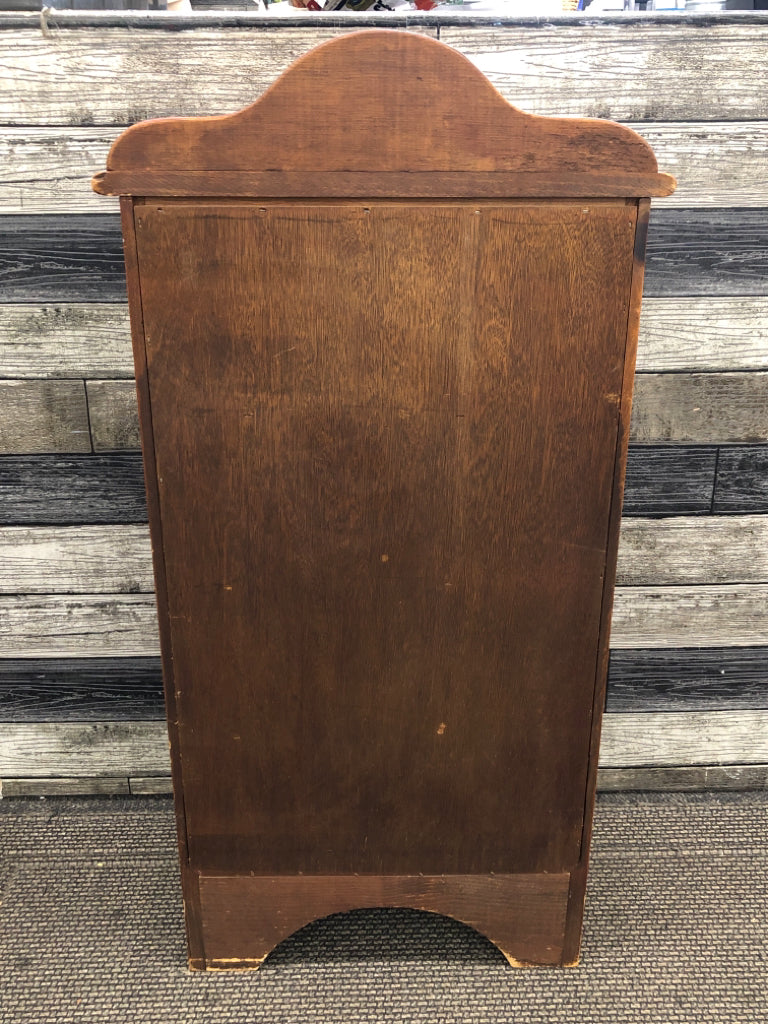 PRIMITIVE 4-DRAWER RED-WOOD STORAGE CABINET.