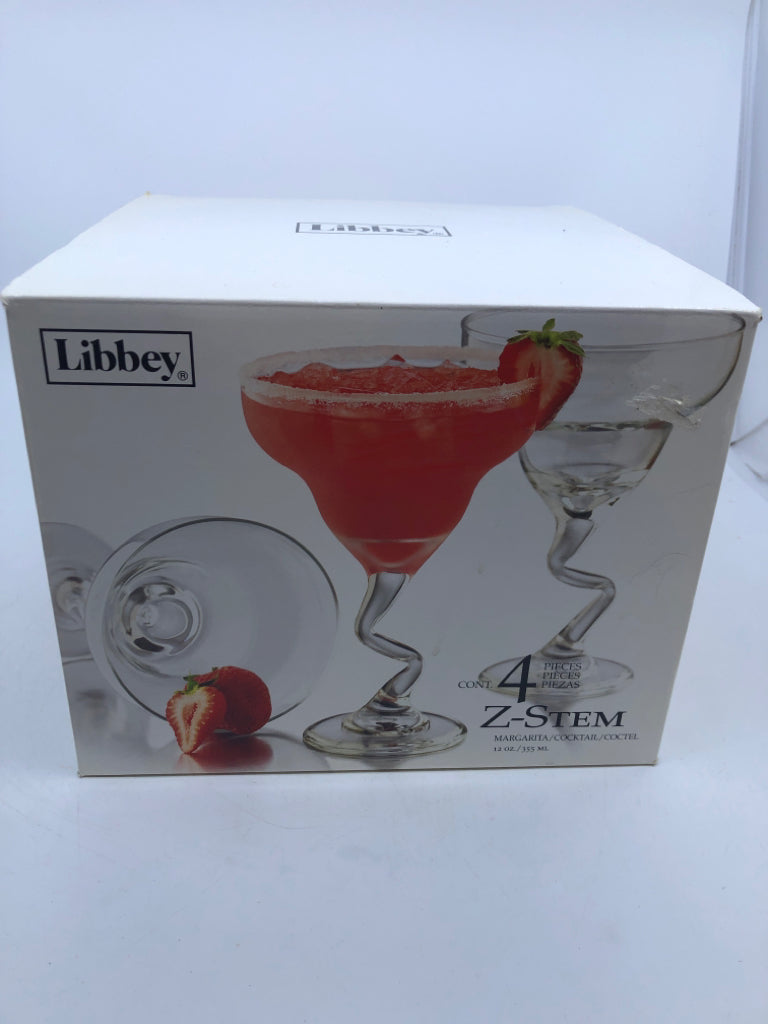 NIB LIBBEY 4 Z-STEM GLASSES.
