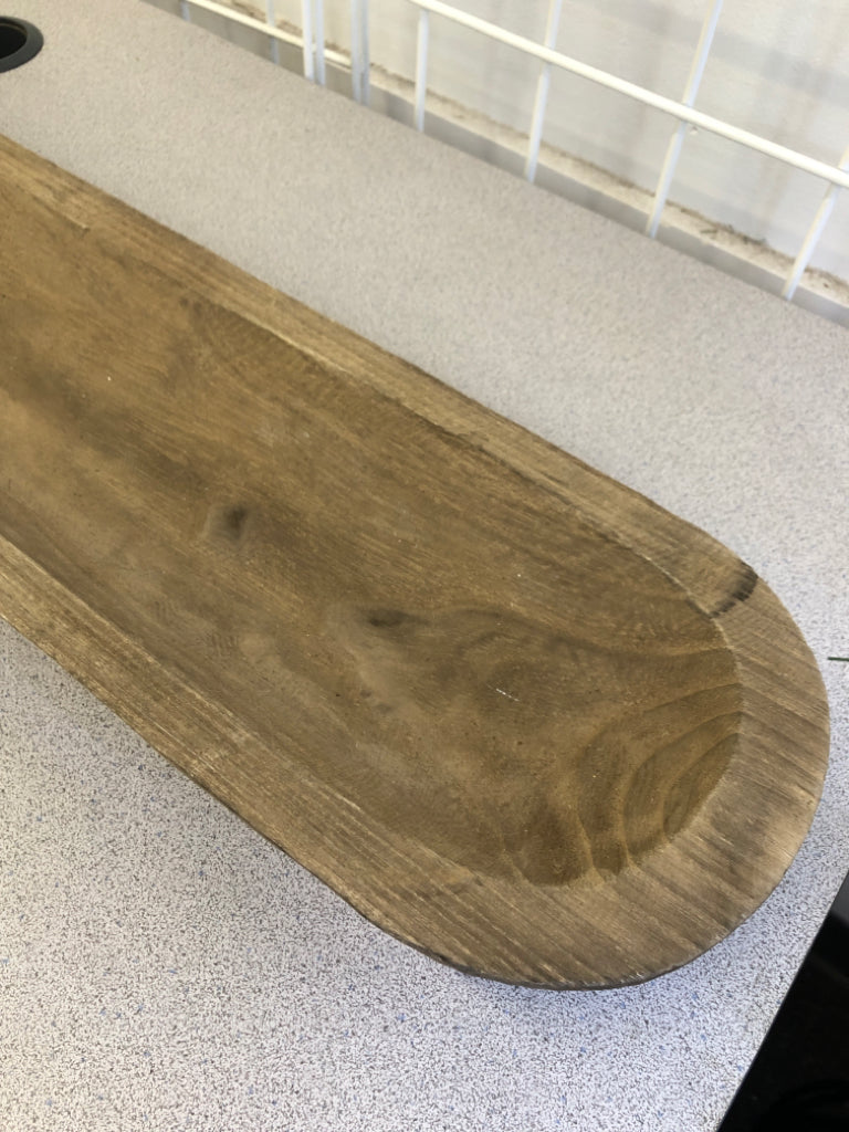 LONG OVAL WOOD CENTERPIECE BOWL.