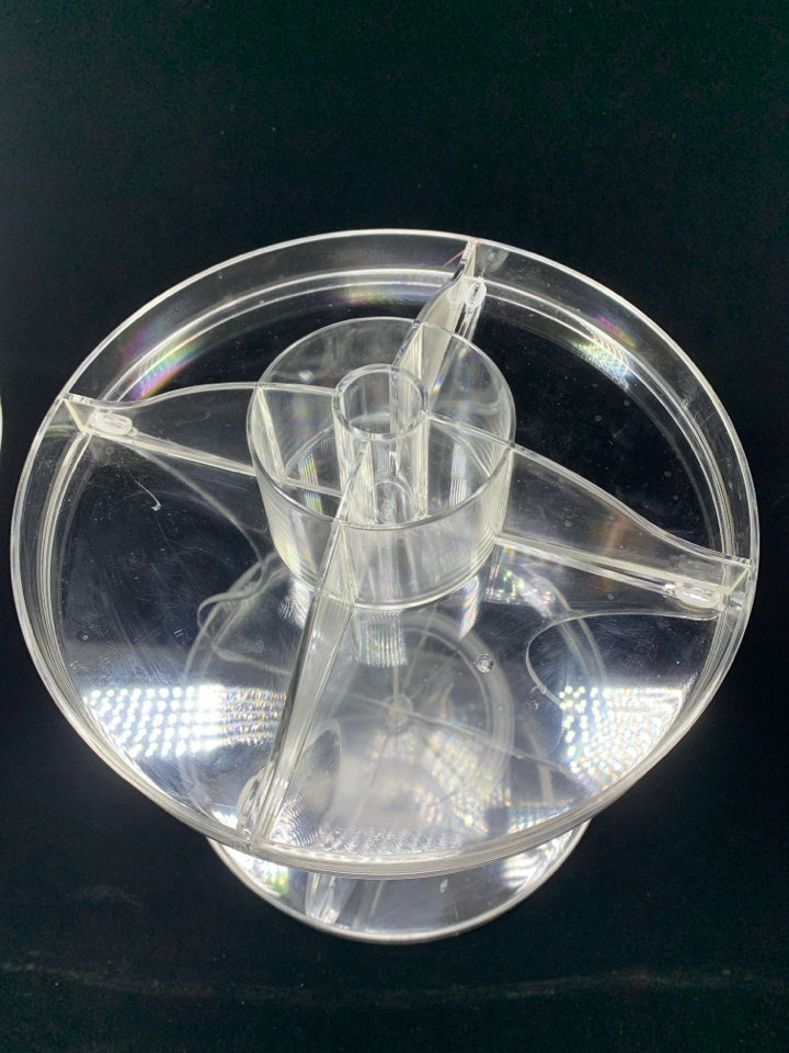 SPINNING PLASTIC BATHROOM BOTTLE STORAGE.