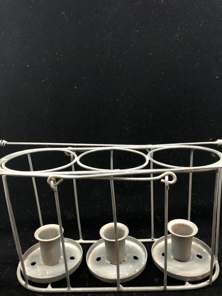 MILK BOTTLE STYLE CANDLE HOLDERS W/METAL BASE.