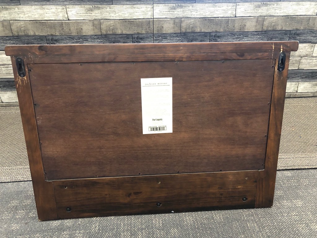 DARK WOOD PIER 1 MIRROR W 3 DRAWERS.