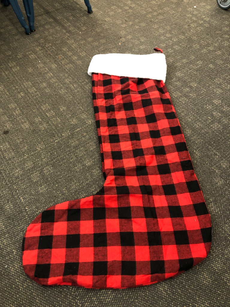 JUMBO BLACK & RED CHECKERED STOCKING.
