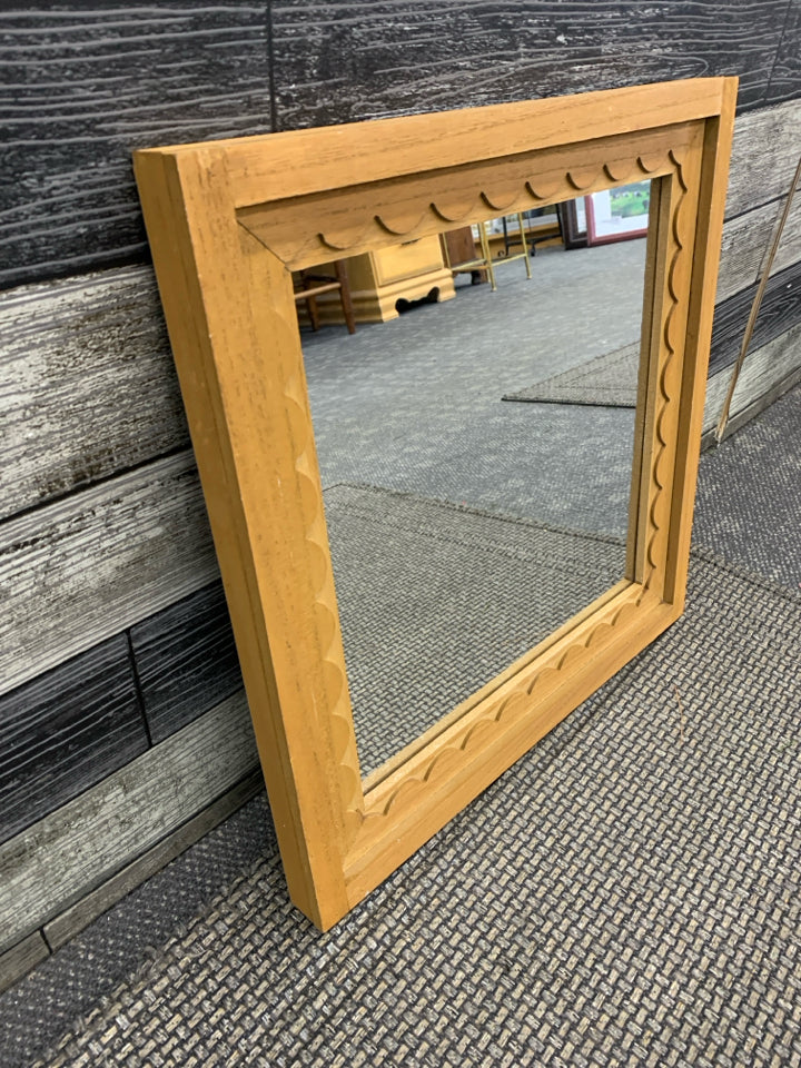 WOOD FRAMED MIRROR.