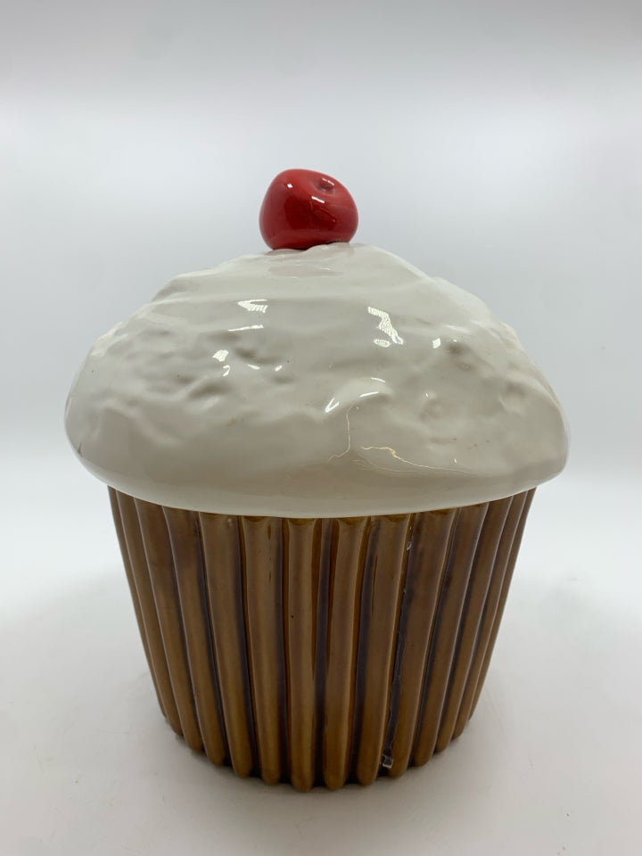 VTG CUPCAKE COOKIE JAR MADE IN USA.