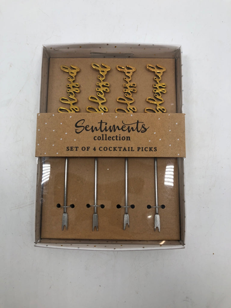 NIP 4 "BLESSED" COCKTAIL PICKS.