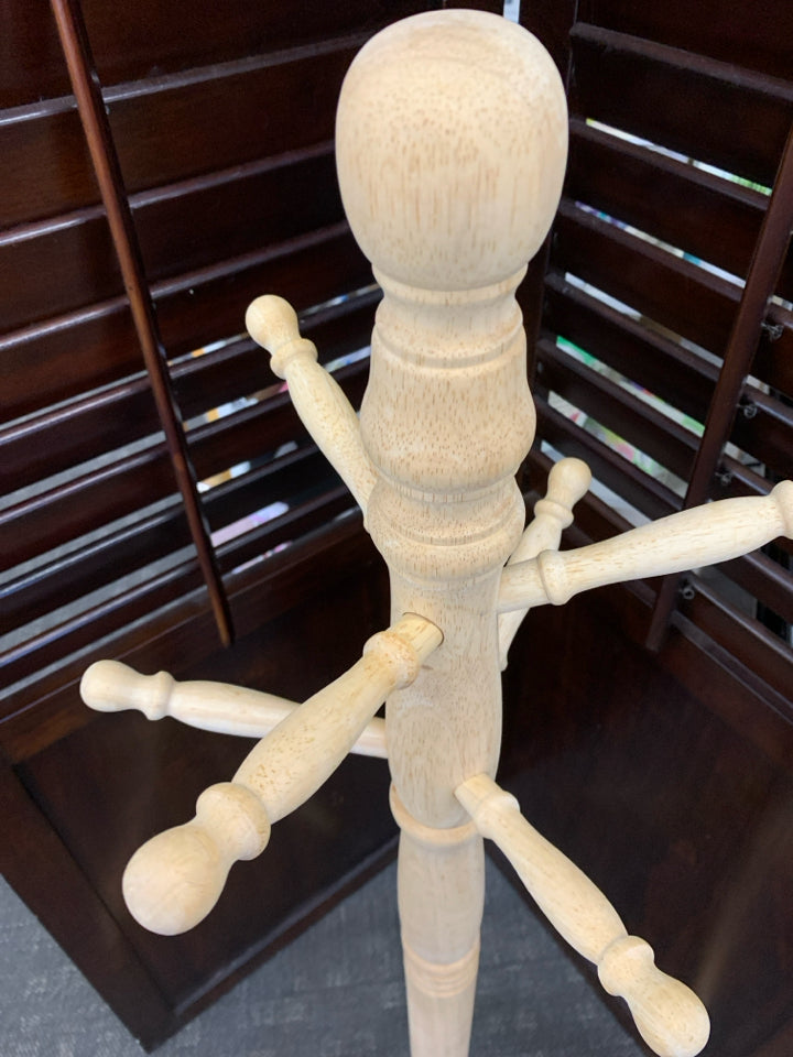 BLONDE WOOD KIDS COAT RACK.