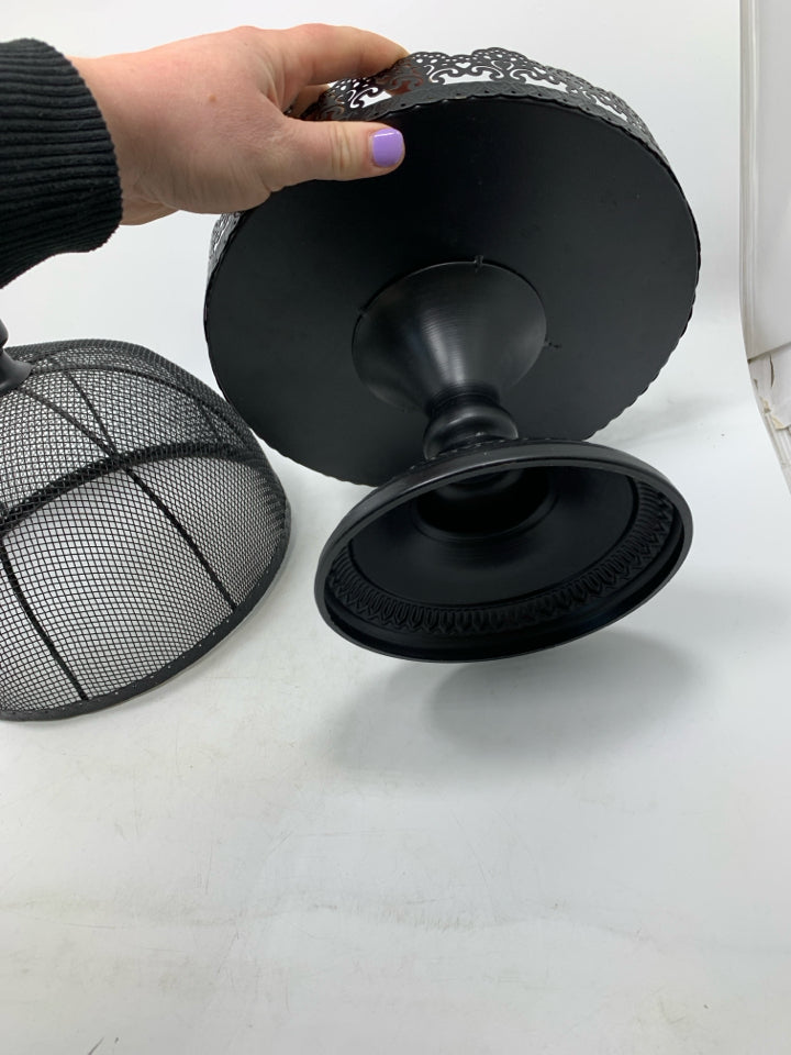 BLACK METAL CAKE STAND W/ DOME.