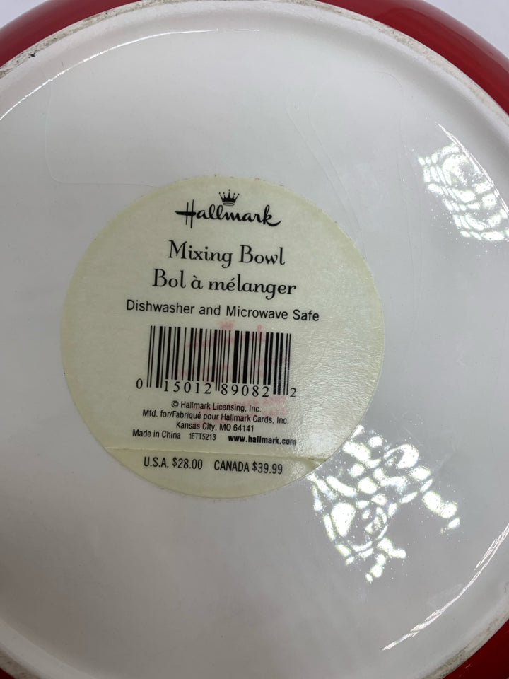 RED/WHITE STRIPE MIXING BOWL.