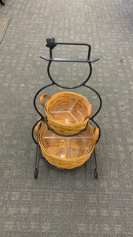 3PC SNOWMAN BASKET HOLDER + 2 BASKETS.