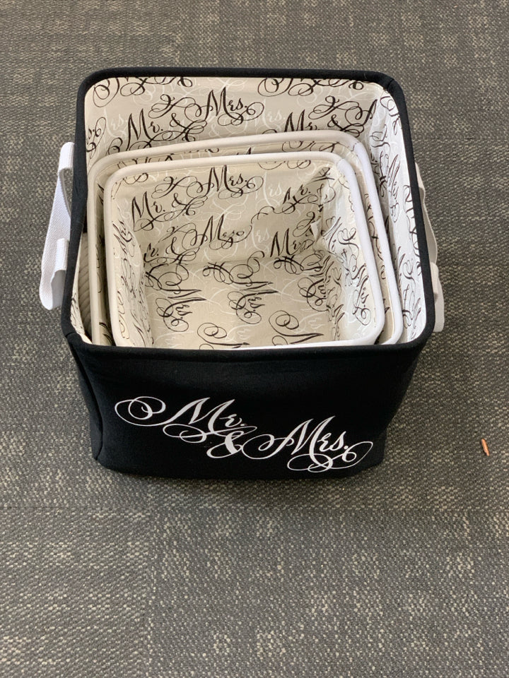 3PC MR AND MRS FABRIC BIN SET.