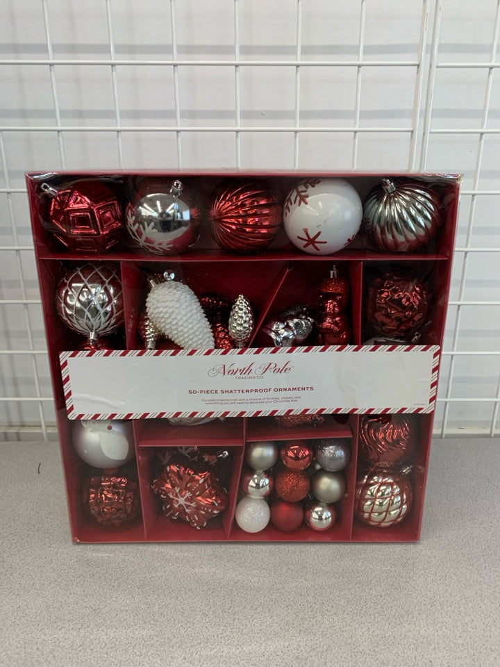 NIB 50PC SHATTERPROOF ORNAMENTS