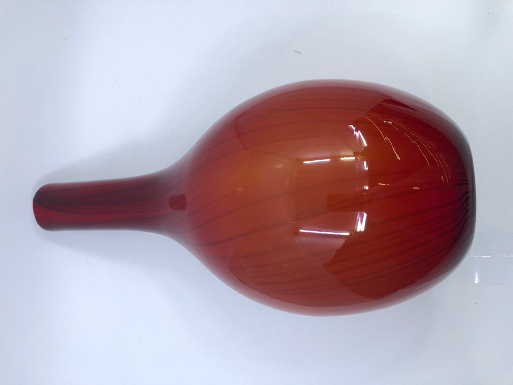LARGE RED GLASS VASE.