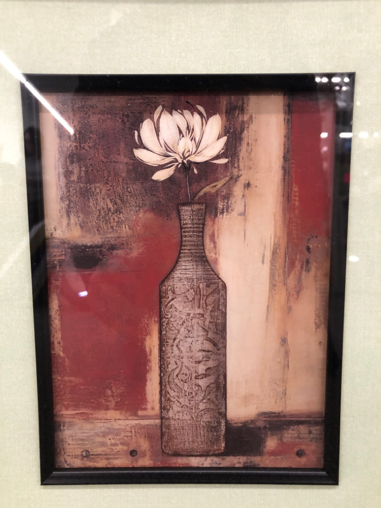 WHITE FLOWER IN BROWN VASE WALL ART.