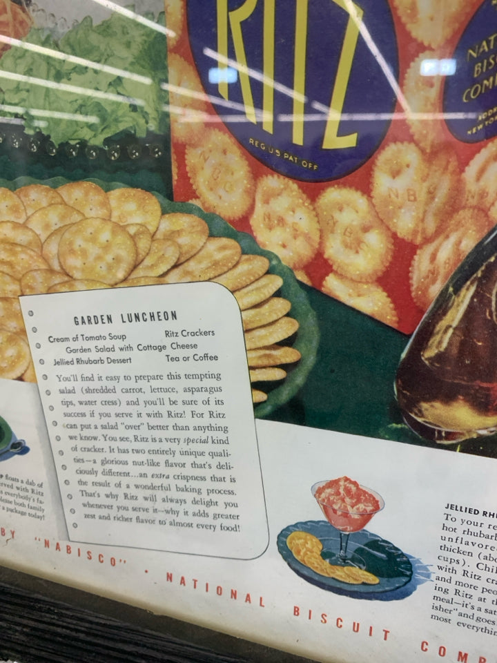 VTG RITZ CRACKER FRAMED PRINT.