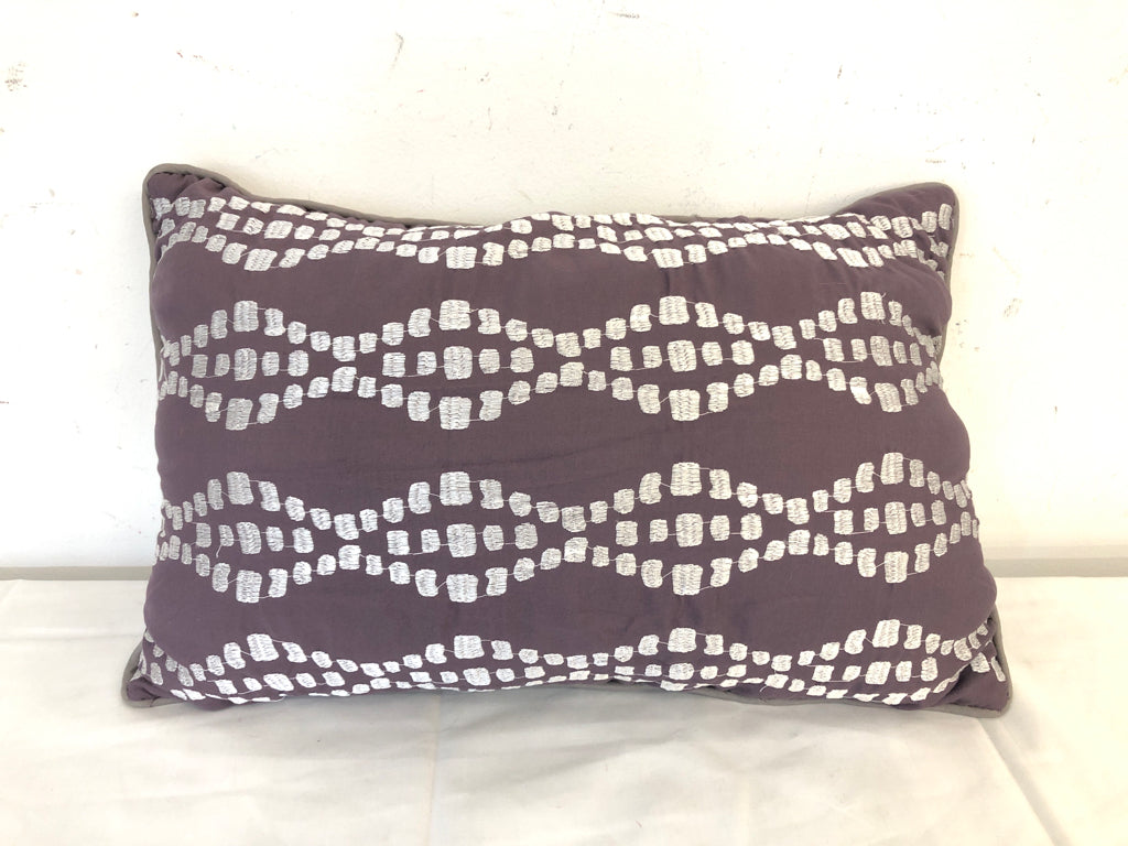 GREY AND PURPLE RECTANGLE PILLOW.