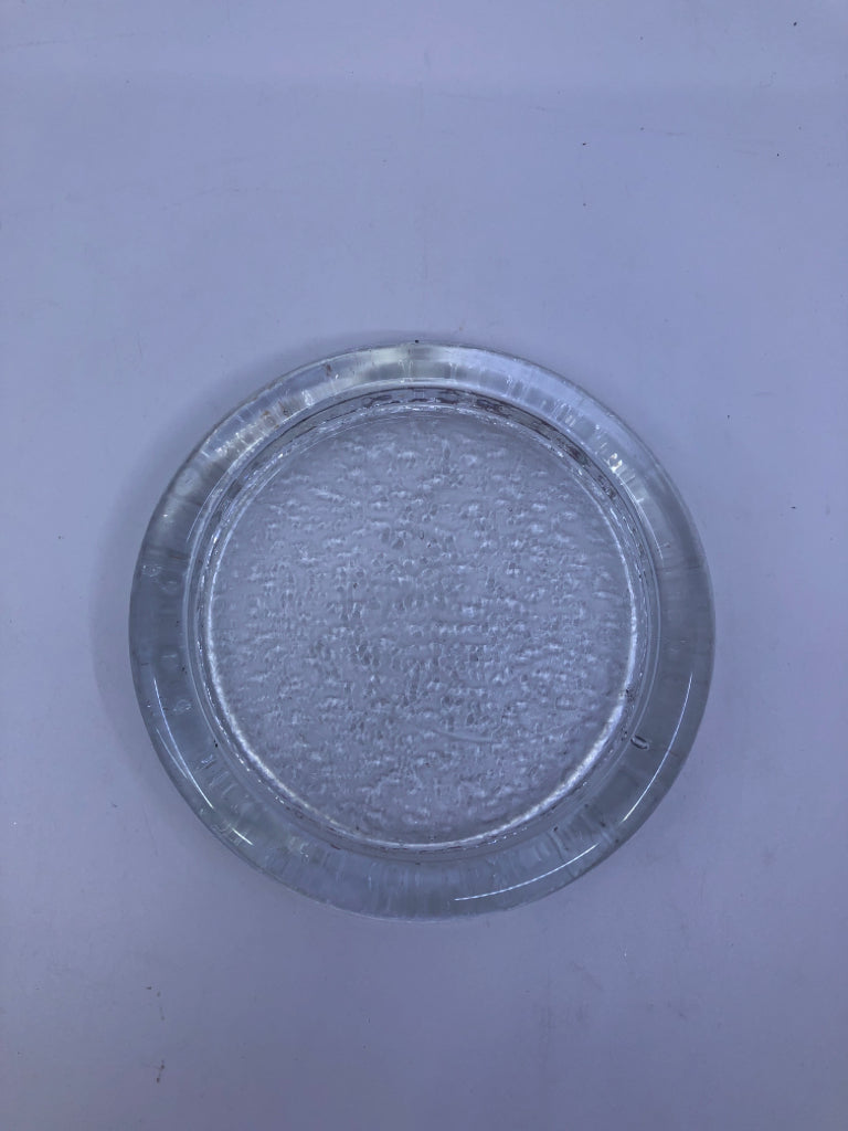 HEAVY GLASS CANDLE PLATE.