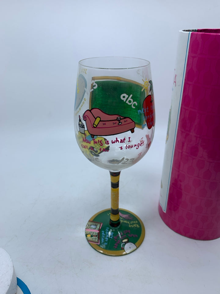 IN BOX TEACHERS TIME OUT WINE GLASS.