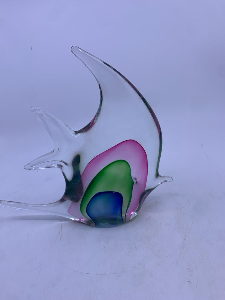 HEAVY GLASS FISH PINK/GREEN/BLUE.