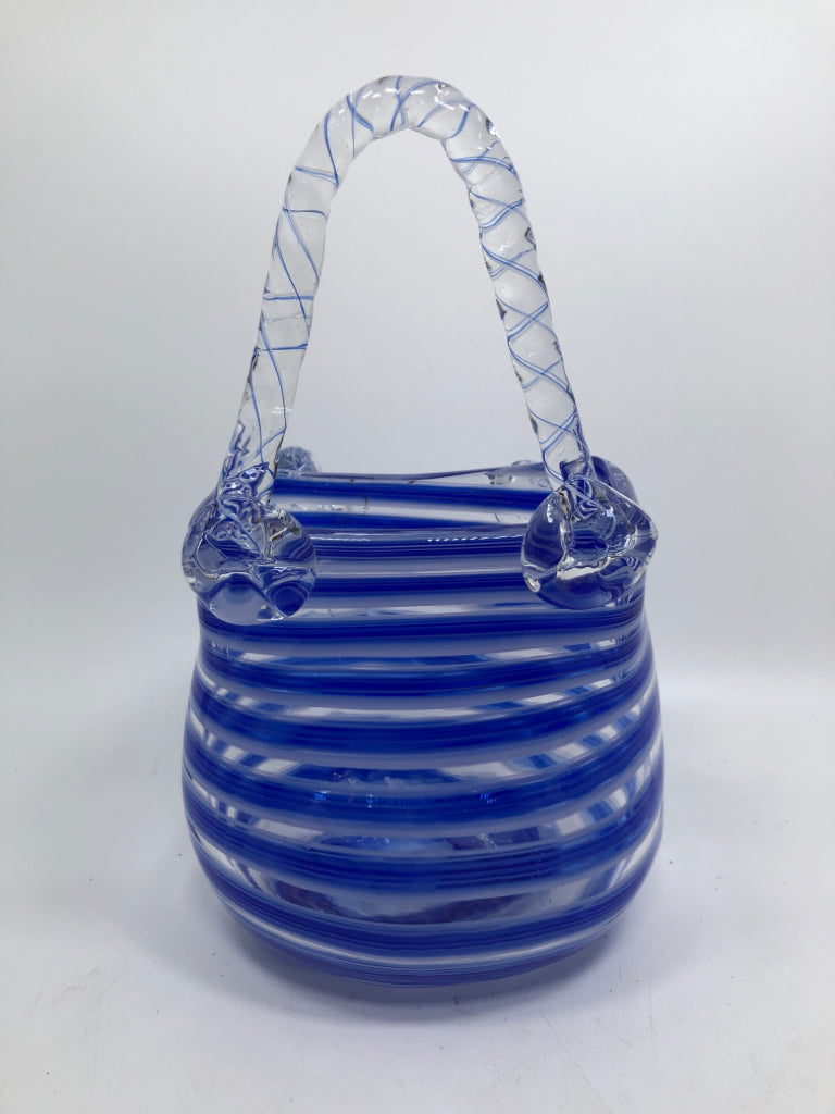 BLUE STRIPED GLASS PURSE.