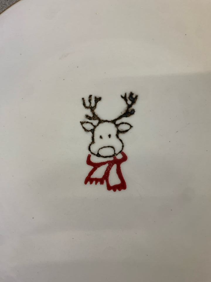 3 PC DESSERT PLATES-SNOWMAN, REINDEER, RED TRUCK.