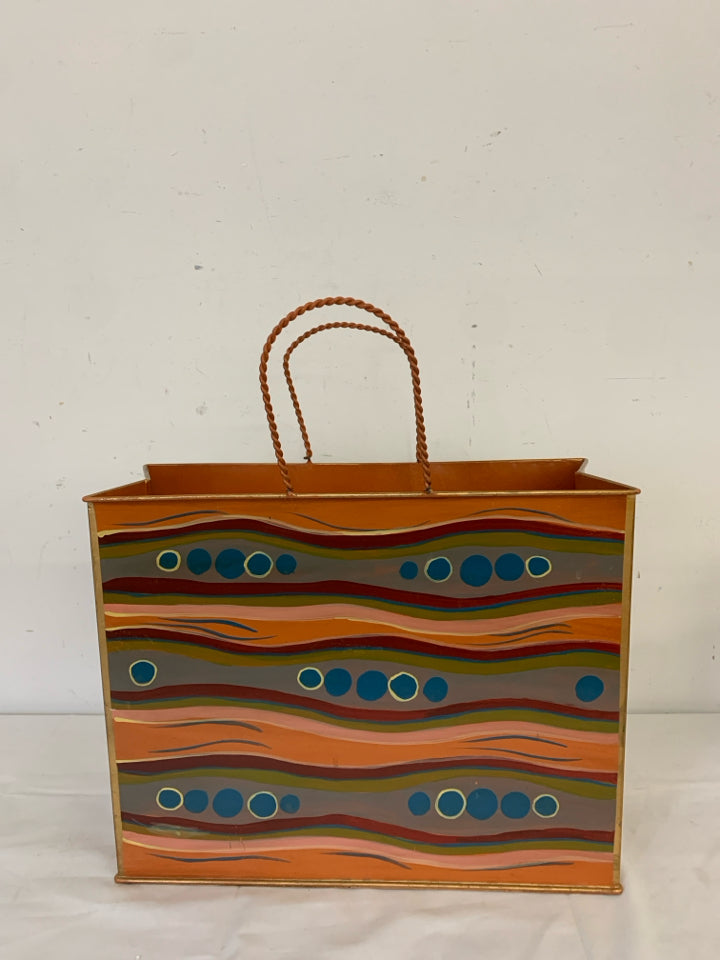 COLORFUL METAL DECORATIVE BAG W HANDLES.