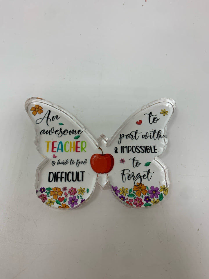 "TEACHER" BUTTERFLY FIGURINE IN BAG.