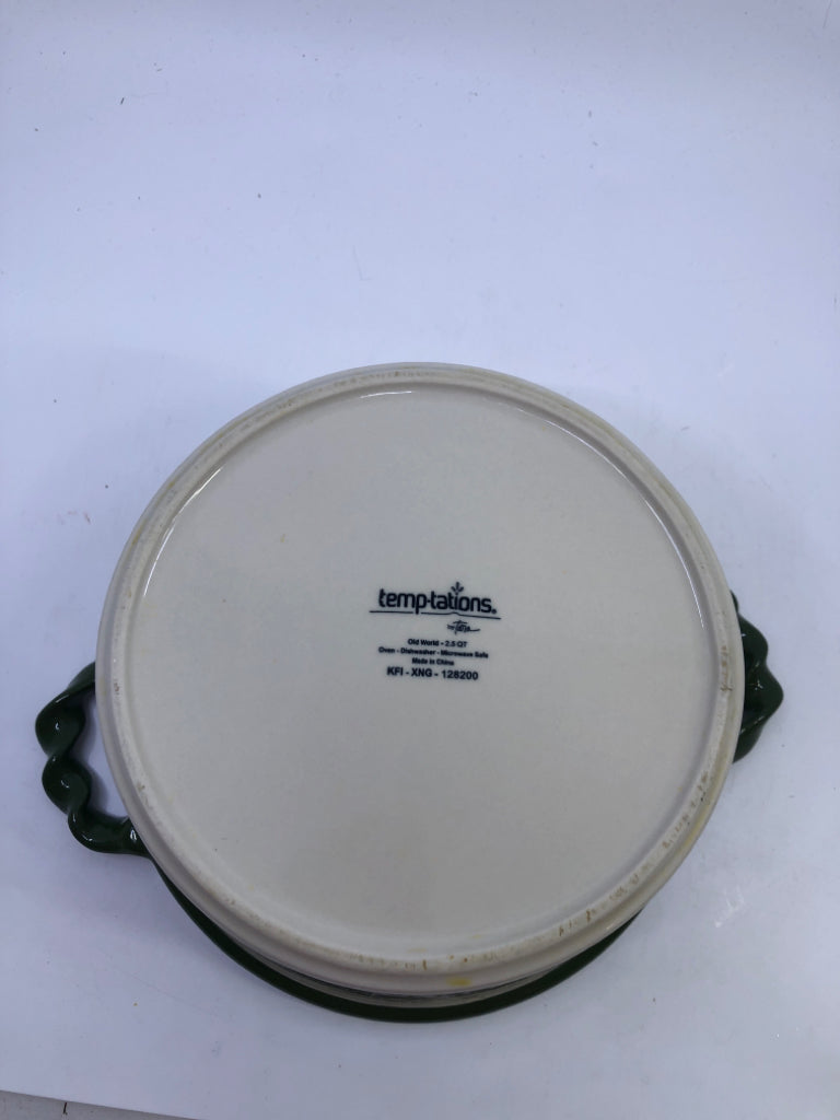 LARGE GREEN TEMPTAIONS BAKING DISH W LID.