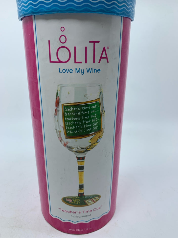 IN BOX TEACHERS TIME OUT WINE GLASS.