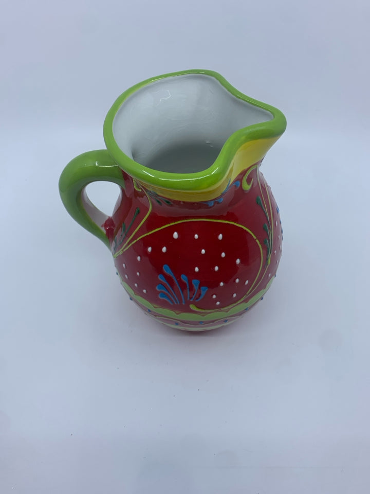 COLORFUL RED GREEN PITCHER.