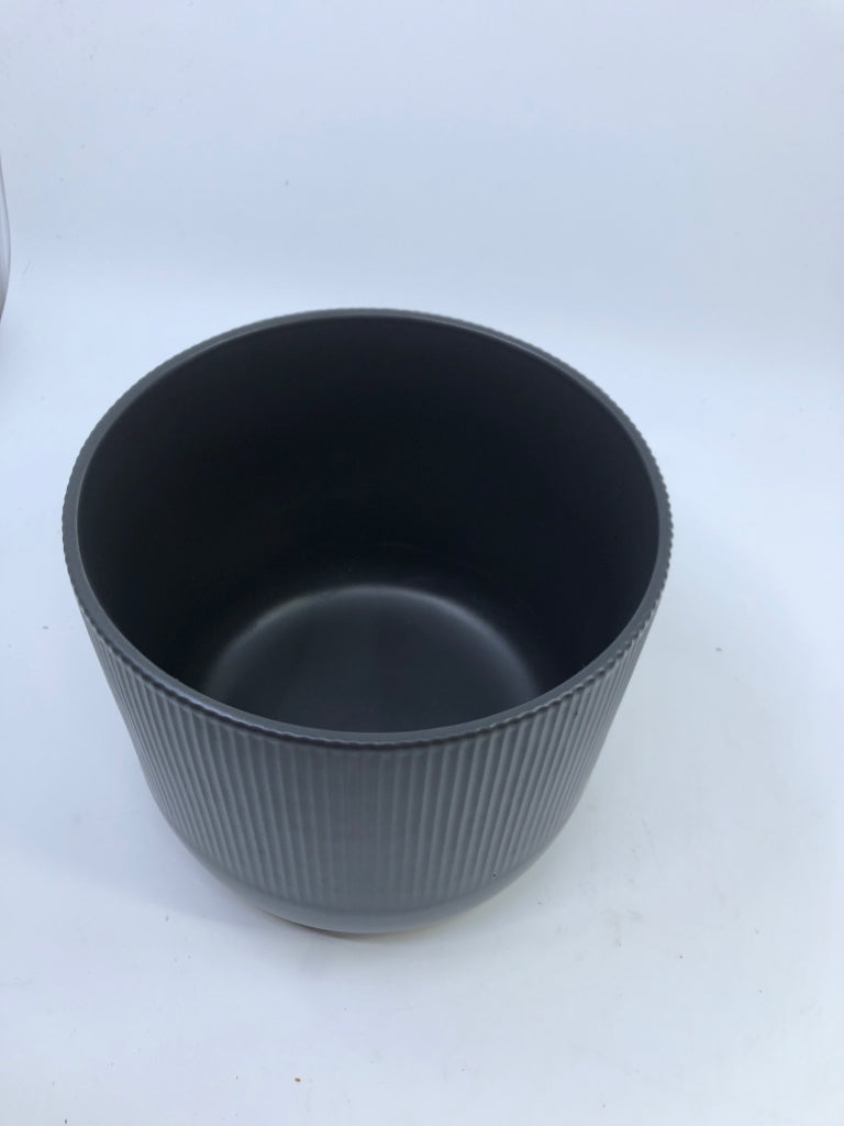 DARK GREY IKEA RIBBED PLANTER.