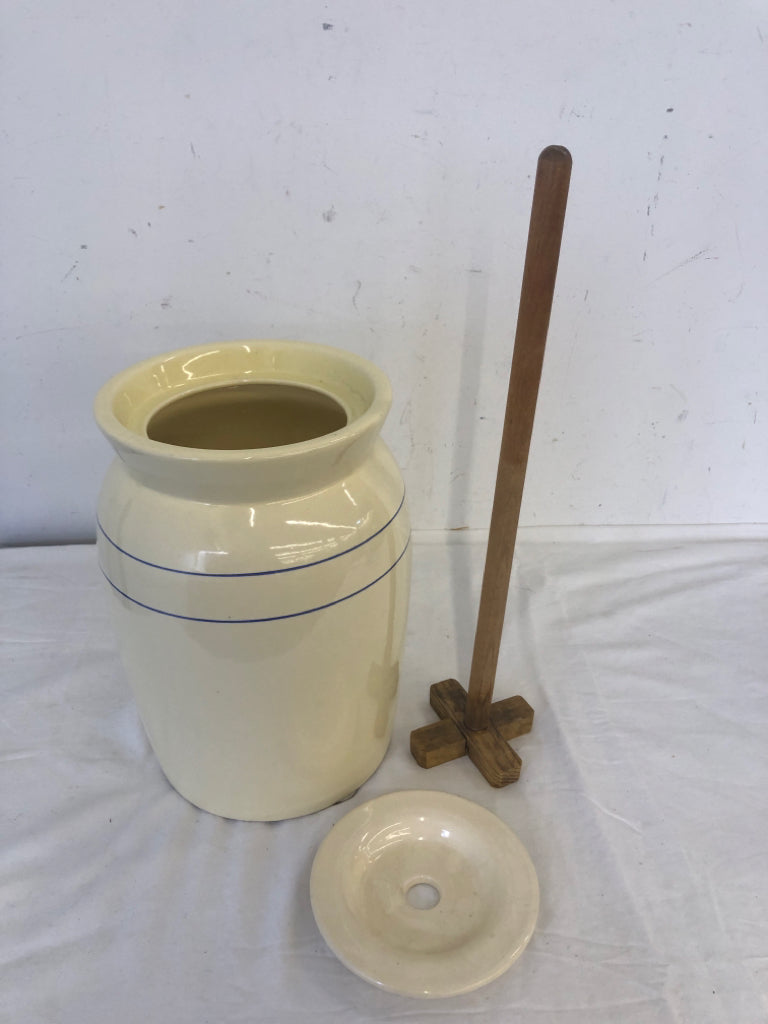 PRIMITIVE CREAM BUTTER CHURN MIALI POTTERY #2.