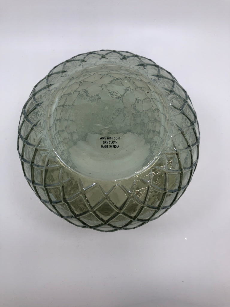 GLASS PINEAPPLE JAR W/SILVER LID.