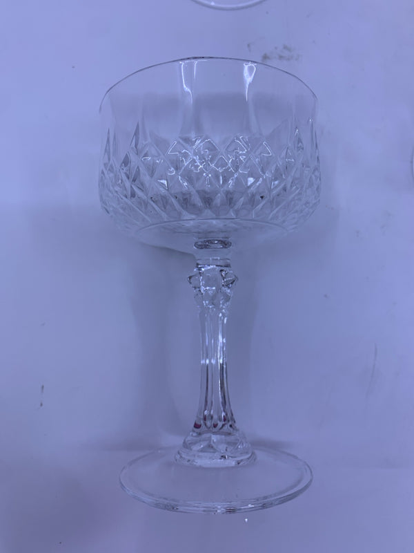 6 CUT GLASS WINE GLASSES.