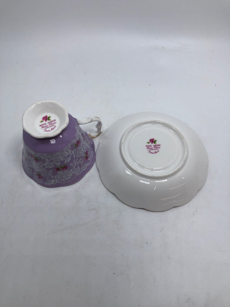 VTG "TRUE LOVE" PURPLE TEACUP/SAUCER.