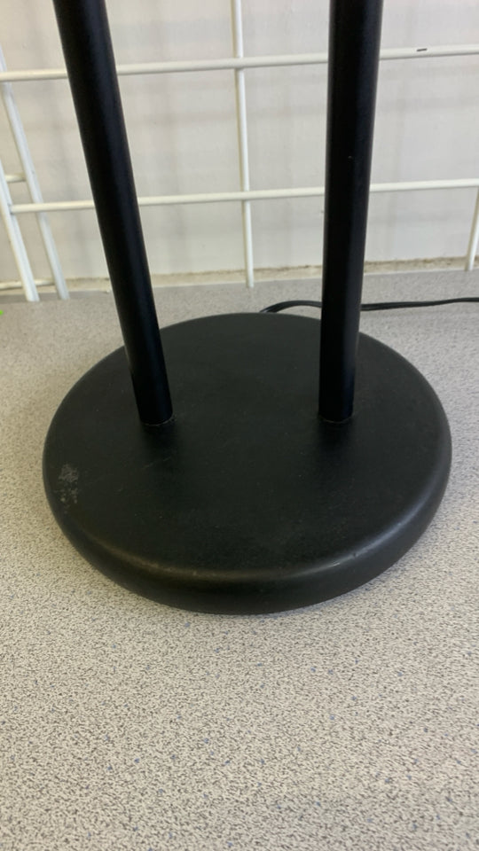 BLACK METAL TWO POLE DOME MUSHROOM DESK LAMP.