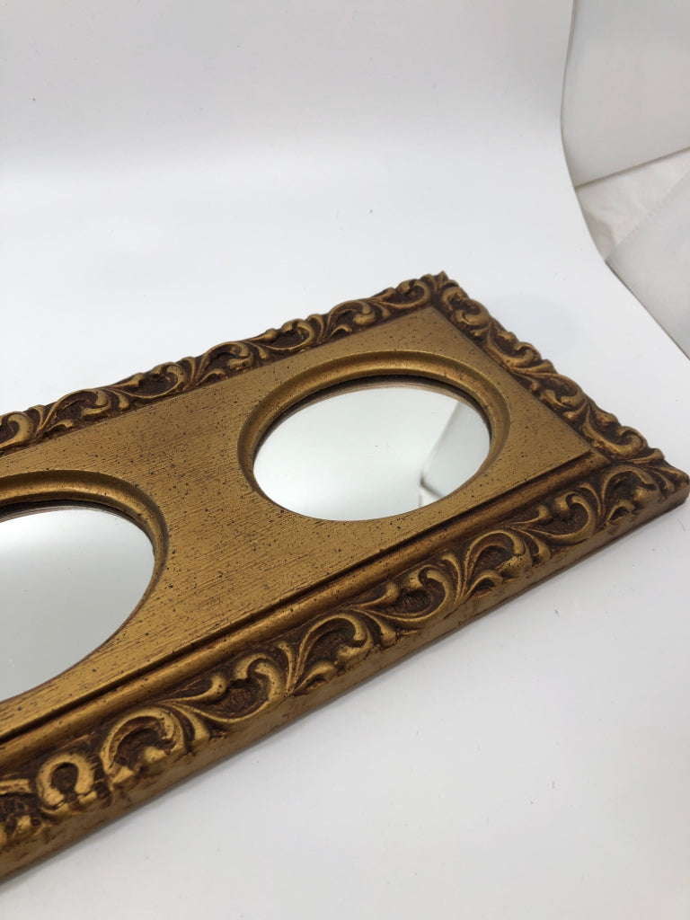 3 SECTION GOLD MIRROR.