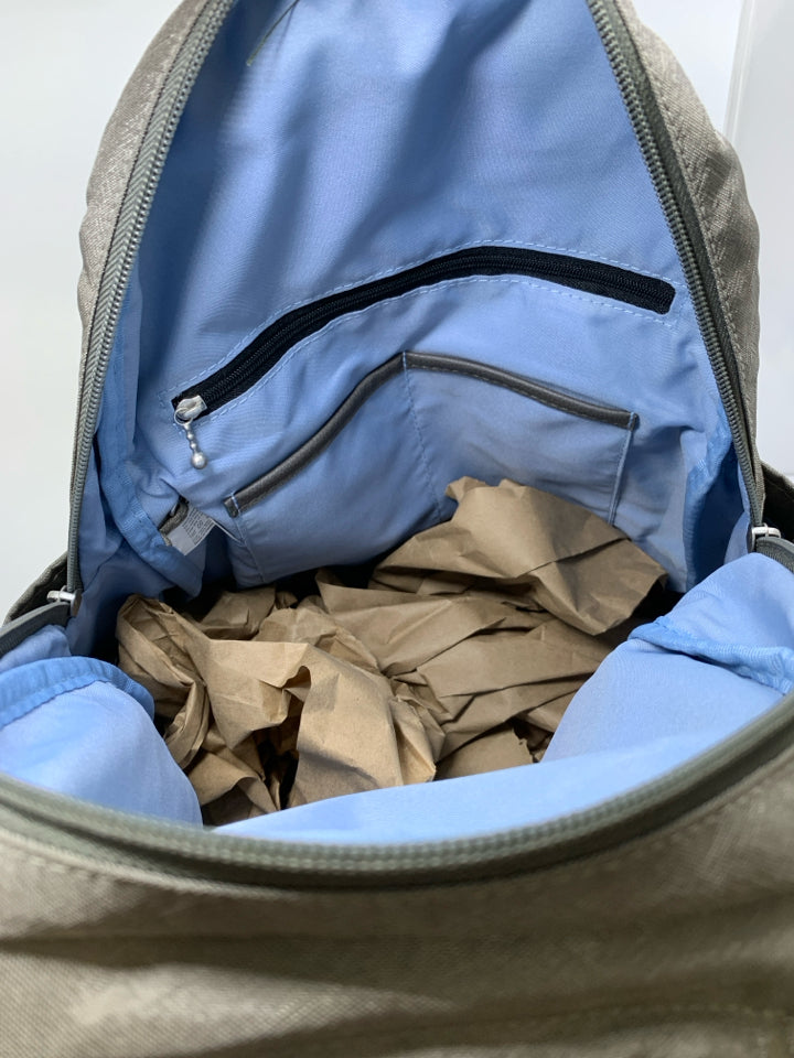 Metallic Grey Nylon Backpack