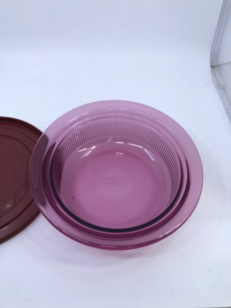 VTG PURPLE VISIONS RIBBED BOWL W LID.