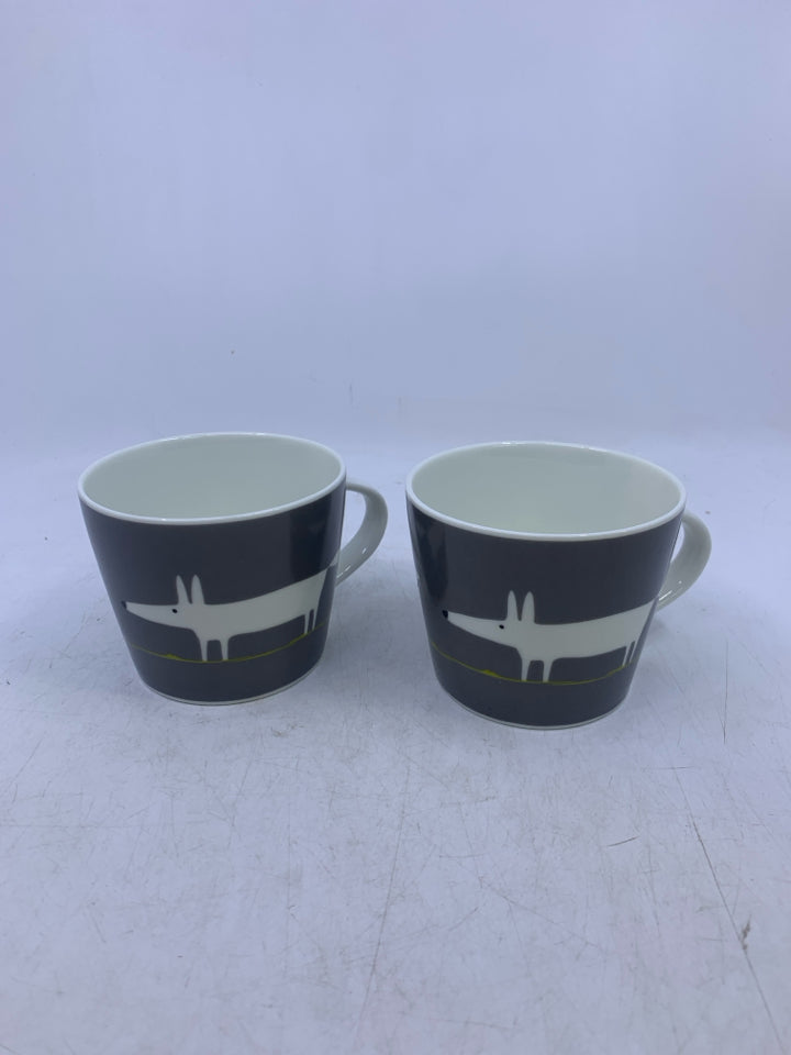 2 GREY SHORT MUGS W/ LIGHT DIGS SCION.