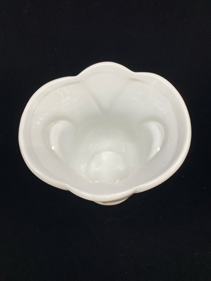 WHITE TULIP SHAPED VASE.