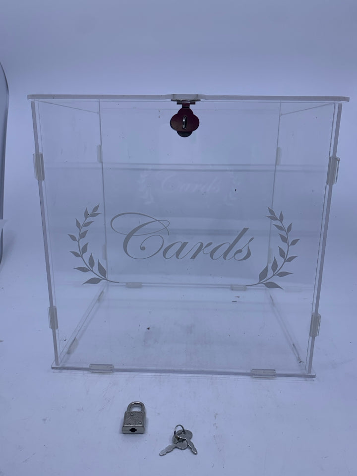 CLEAR CARD BOX W LOCK AND KEY.