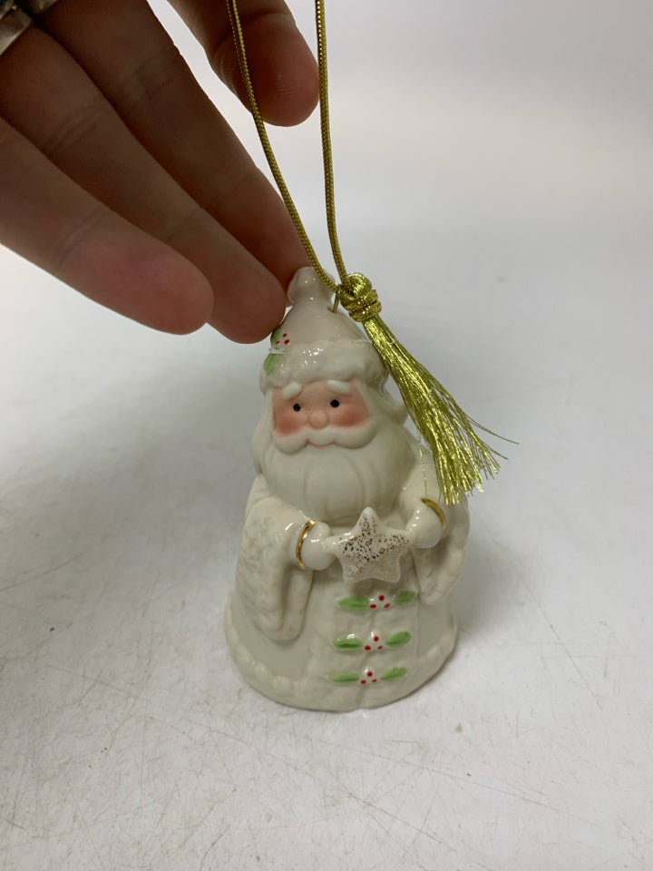 NIB LENOX HOLIDAY CHEER SANTA PORCELAIN ORNAMENT.