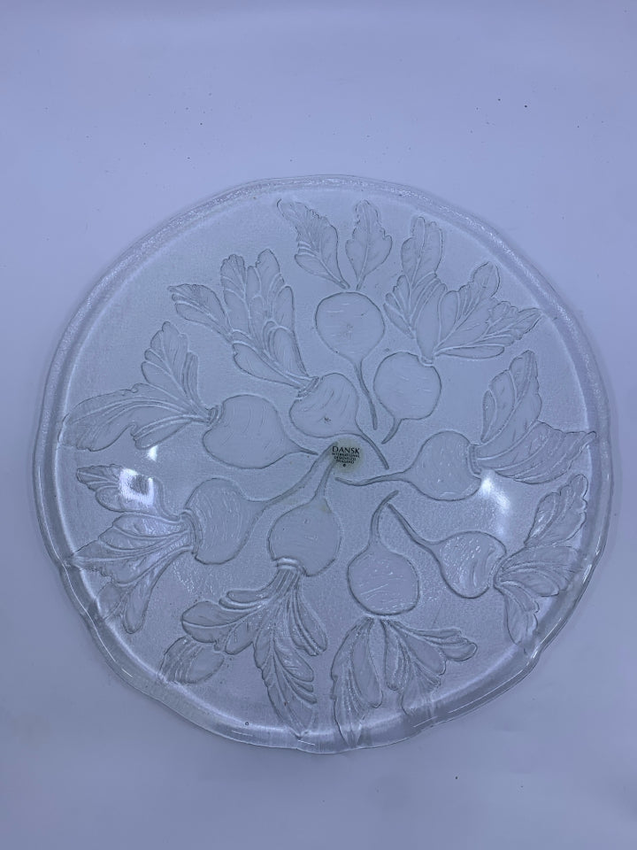 DANSK RADISH GLASS PLATTER.