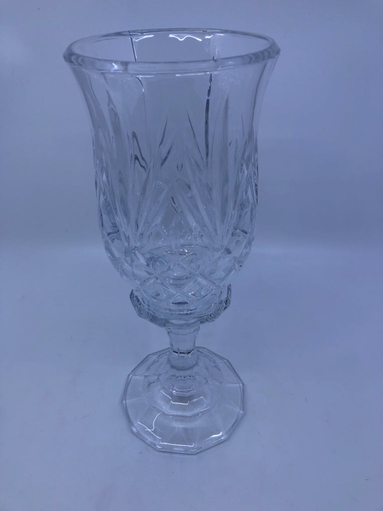HEAVY CUT GLASS TAPER CANDLE HOLDERS.