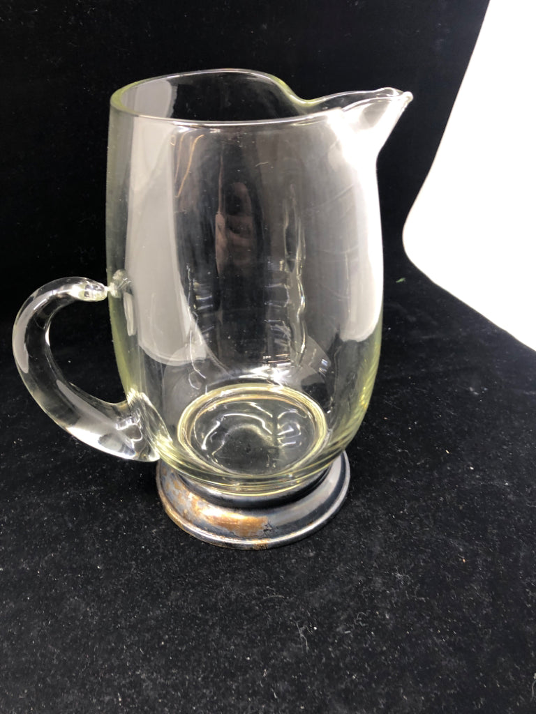 VTG SILVER BOTTOM PITCHER W ICE LIP.